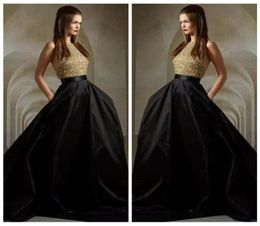 Halter ALine Prom Dresses 2019 Bling Bling Sequins Top Formal Special Occasion Party Gowns Events Wear Cheap Black Skirt Long Cus1165623