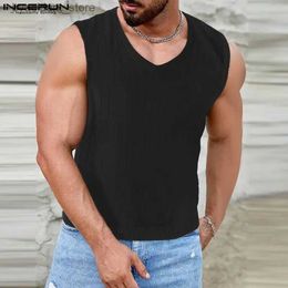 Men's Tank Tops 2023 Men Tank Tops V Neck Sleeveless Fitness Stylish Casual Male Vests Streetwear Solid Colour Cosy Men Clothing S-5XL L240319