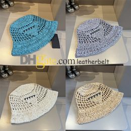 Luxury Designer Bucket Hat Straw Hat Embroidery P Letter Woven Sun Cap Summer Beach Vacation Hats Breathable Sunhat