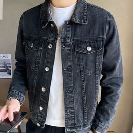 Jeans Coat for Men Black Autumn Denim Jackets Man High Quality Winter 2023 Low Cost Joker Fashion Large Size Menswear in Y2k 240307