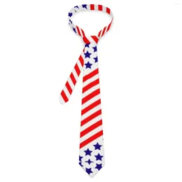 Bow Ties Men's Tie American Flag Stars And Stripes Neck Patriotic USA Novelty Casual Collar Daily Wear Necktie Accessories