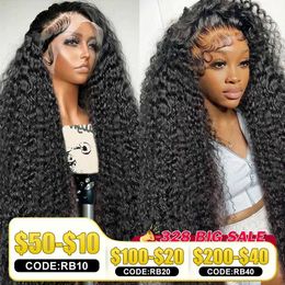 Synthetic Wigs Synthetic Wigs Rosabeauty 250 Density 13x4 13x6 HD Loose Deep Wave Human Hair Wigs 30 inch Water Curly 360 Lace Front Human Hair Wigs For Women 240327