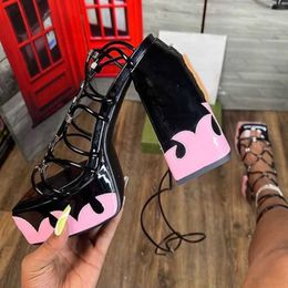 HBP Non-Brand Talons Femmes Sexy Plus Size 42 43 Summer Strappy cPumps Chunky Heel Platform Heels