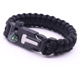 5 in 1 Outdoor Survival Bracelet Men Women Braided Paracord Multifunction Camping Rescue Emergency Rope Bangles Compass Whistle w7129846