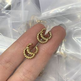 Designer Classic Letter Earrings G Studs Stamps Retro 14k Gold Earrings For Women's Double Wedding Party Birthday Gift Jewellery Woman 4678