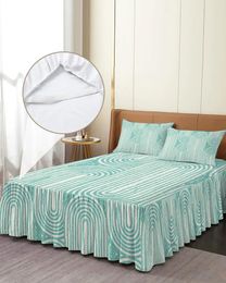 Bed Skirt Modern Medieval Abstract Geometric Elastic Fitted Bedspread With Pillowcases Mattress Cover Bedding Set Sheet