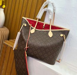 Tote bag Designer bags wallet Fashion Totes Leather messenger shoulder handbag Women Bags High Capacity Composite Shopping bagss old flower Brown lattice MM2