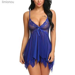 Women's Sleepwear Women Sexy Nightwear See Through Plus Size S-XXXL Lace Nightgown Sleepwear Dress G-String Sexi Lingerie Robe DropshippingC24319