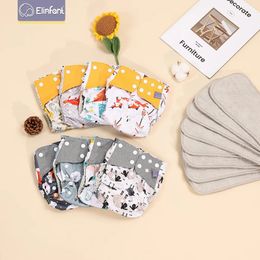 Elinfant waterproof baby pcoket diapers 8pcs diapers with 8pcs absorbents gray mesh baby cloth diapers 240308