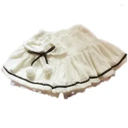 Skirts Cute Lolita Skirt Autumn Warm Velvet Mini Pleated A Line Women Pantskirt Band Waist Sweet Short For School Girls