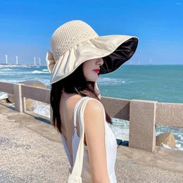 Wide Brim Hats Womens Outdoor Casual Bow Decoration Big Head Design Sun Hat Sunscreen Women's Sports Beach