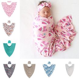 Blankets 2PCS Baby Swaddle Blanket Set With Hat Or Headband Wrap Soft Cotton Muslin