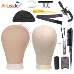 Stands Alileader Training Mannequin Head Canvas Block Head Display Styling Mannequin Manikin Head Wig Stand Free Get T Needle Holder