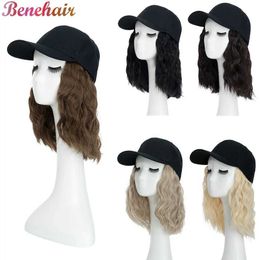 Synthetic Wigs Synthetic Wigs Benehair Hat Wig for Women 8 Inches Wave Baseball Cap Wig with Curly Hair Wig Synthetic Wave Wig Hat Adjustable Brown 240329