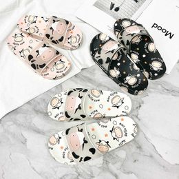 HBP Non-Brand Cute Cow Print Design Women Slippers Soft Non-Slip Sandals Indoor Bathroom Couple Slides Summer Fashion Woman Shoes