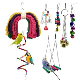 Other Bird Supplies Swings For Parakeets 7pcs Colourful Pet Birds Bell Toy Climbing Chew Climb Exercise Rest Budgerigar Conures