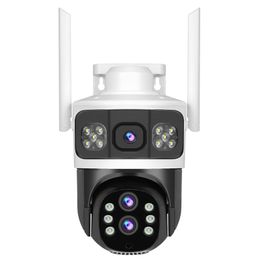 QX125 Outdoor Three Lens Wireless ip Camera Night Vision Waterproof V380 Wifi ball machine Security Camera Lens ptz Network Camera