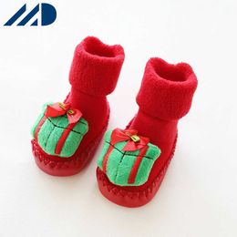 HBP Non-Brand Terry Thickened Christmas 3D Cartoon Shoes Socks Baby Non Slip Toddler Shoes Big Red Bulk Christmas Socks