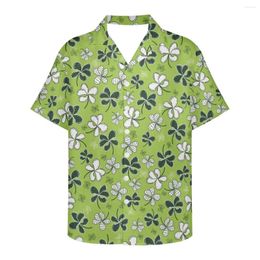 Men's Casual Shirts Hycool Selling Festive Collection St. Patrick's Day Lapel Short Sleeve Fashion Hawaiian Shirt For Men 2024