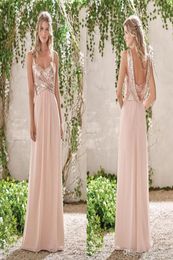 Modern Jasmine Cheap Bridesmaid Dresses Rose Gold Sequins On Top Chiffon Skirt Sleeveless A Line Sweetheart Junior Bridesmaid Dres7495935