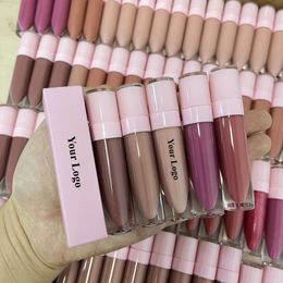 Wholesale Pink Liquid Lipstick Lip Gloss Private Label Matte Nude Long Lasting Cruelty Free Lipsticks Customized 240305