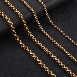 Chains Stainless Steel Long Necklace Rolo Round Link O Chain Choker For Women Men Gold Color Plated Jewelry Accessories On The Neck