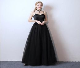 Black Satin Tulle Aline Floor Length Long Wedding Dress Spaghetti Straps Sweetheart Non White Simple Outdoor Bridal Gowns With Co7826008