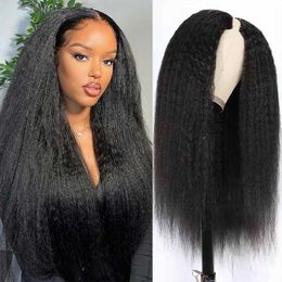 Synthetic Wigs Synthetic Wigs Upgrade U Part Wig V Shape Glueless Kinky Straight Wig Glueless V Part Wig Human Suit Your Natural Hair For Beignner Friendly 240327