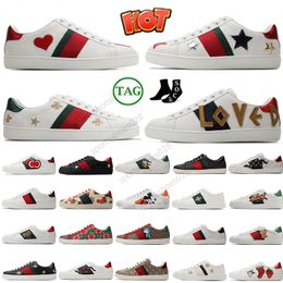 2024 Ace Men's Webbing Sneakers Designer woman Casual Shoes Bee Snake Leather Embroidered Tiger Chaussures interlocking White Shoe outdoor shoes Platform Trainers