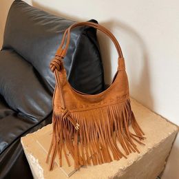 Evening Bags Pu Leather Tassle Shoulder For Women Autumn Vintag Large Capacity Fringed Hobo Armpit Bag Travel Crossbody Sac A Main