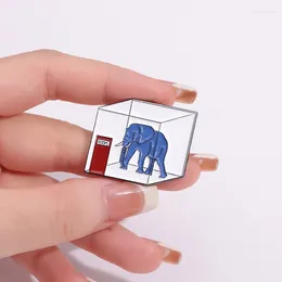 Brooches Cartoon Elephant In The Room Enamel Pin Funny Metal Lapel Badge Decor Backpack Jacket Accessories Jewelry Gift For Kid