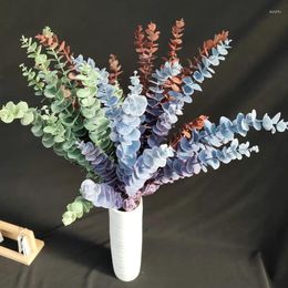 Decorative Flowers Simulation Autumn Color Eucalyptus Succulent Wedding Decoration With Grass Project