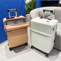 Front opening boarding multifunctional luggage, new luggage, large capacity travel suitcase, trolley box, internet famous student 240319