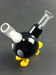 Mini Cute Black Beaker Glass Bong Hookahs Yellow Holder 10CM water pipes Joint 23cm Height With Bowl Smoking Accessories ZZ