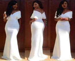 African White Off Shoulde Mermaid Bridesmaid Dresses Cheap Satin Formal Prom Evneing Gown Long Maid Of Honour Dresses Plus Size1841299