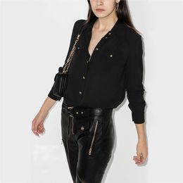 Top Quality New Style Women's Satin Shirt Blouse Metal Buckles Comfortable Versatile Casual Wear Big Size Available S-5XL