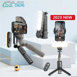 Stabilisers COOL DIER 2024 New wireless foldable universal joint Stabiliser selfie stick handheld with Bluetooth shutter fill light suitable for iPhone Q240320