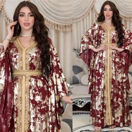 Ethnic Clothing Eid Ramadan Morocco Caftan Abaya Muslim Women Long Maxi Dress Jalabiya Dubai Evening Party Gown With Belt Kaftan Abayas