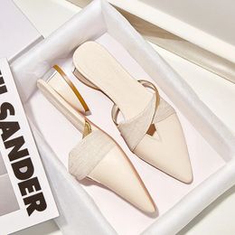 Marca elegante saltos verão sapatos femininos mulher sandálias lazer chinelos confortáveis dedo do pé aberto deslizamento-on slides 240307