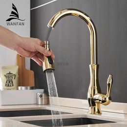 Gold Faucets Silver Knob Out Single Hole Handle Rotating Degree Water Mixer Kitchen Faucet Tap 866011 240319