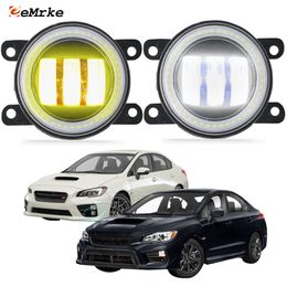 EEMRKE Led Fog Light Assembly DRL 30W/ 40W with Clear Lens Subaru WRX S4/ WRX STi 2015-2019 LED Angel Eyes Car Daytime Running Light 12V Fog Lamp