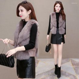 Women's Vests Faux Fur Coat Winter Short Vest Jacket Women Casual Soft Fluff Female Sleeveless Waistcoat Elegant Chic