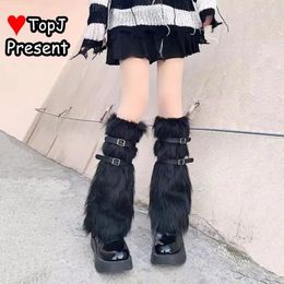 Women Socks Women's Lolita Y2k Punk Gothic Harajuk Spicy Girls Subcultural Plush JK White Black Long Tube Length Leg Warmers Cover