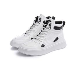 HBP Non-Brand Casual High Top Plain White Walking Style Sneakers for Men Stylish New Fashion Shoes