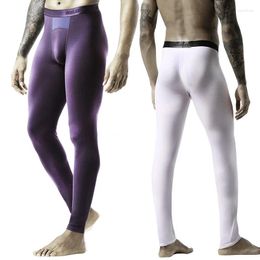 Men's Thermal Underwear Man Winter Long Johns Pants Ice Silk Breathable Warm Thin Comfortable Slim Body Shaper Leggings For Male
