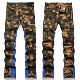 Mens Camouflage Jeans Denim Long Pants Skinny fit Slim Men's stretch Jean Designer Trouser size 29-38