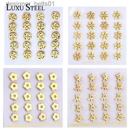 Stud LUXUSTEEL 10Pairs Dainty CZ Stud Earring for Women Girl Gold Colour Stainless Steel Small Bling Crystal Flower Heart Ear PiercingC24319