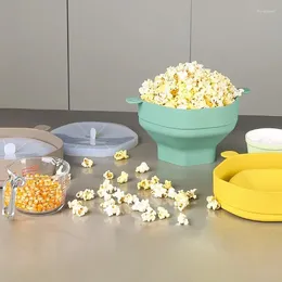 Bowls Silicone Microwave Popcorn Bowl Folding Maker With Lid Bucket Large Capacity Kitchen Baking Tools