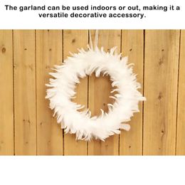 Decorative Flowers White Plume Wreath Hanging Garlands Simple Style Halloween Greeting Home Decor Welcome Props Farmhouse Accessories