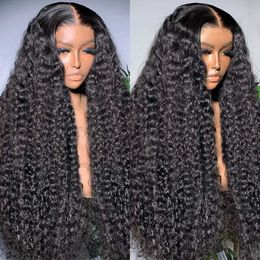 Synthetic Wigs Deep Wave Glueless Wig Human Hair Ready To Wear 7x5 Curly Bleached Knots 13x4 Lace Front Pre Plucked Wet Wavy For Women Pre Cut 240329
